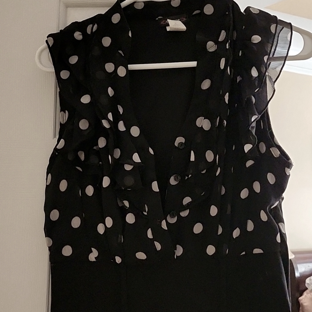 Black polka dot business dress